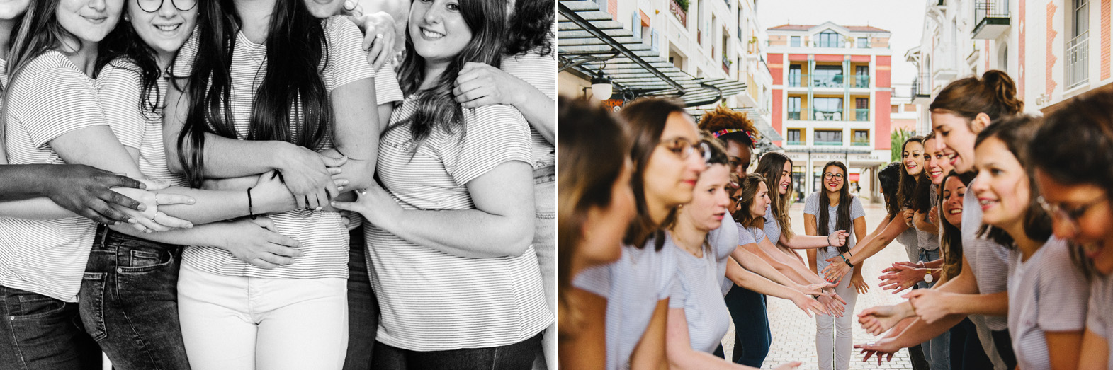 un groupe de femmes fait la ola