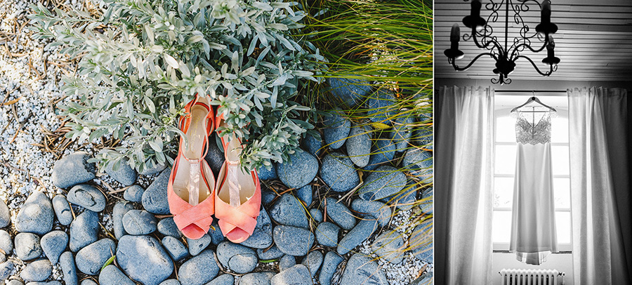 les chaussures et la robe de la mariée