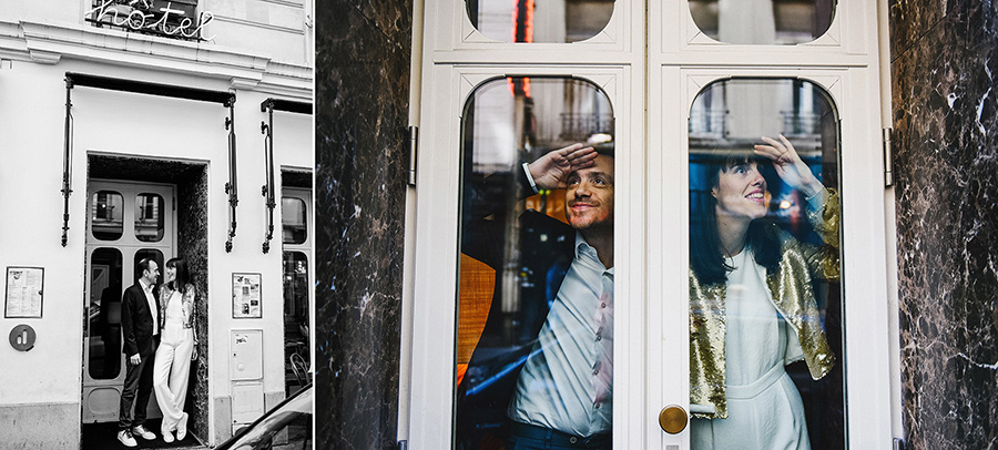un couple pose dans un hotel branché à Paris