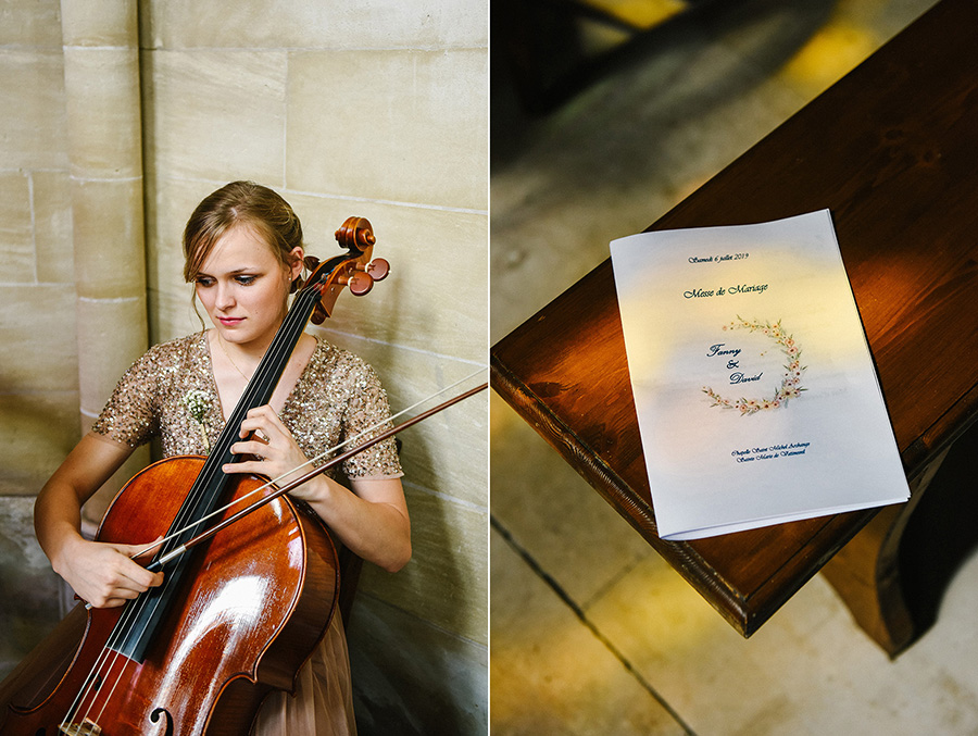 une femme jour du violoncelle pendant la cérémonie religieuse