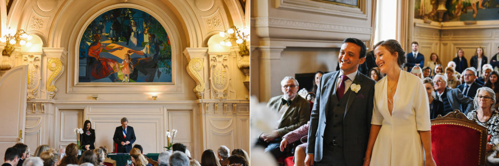 La cérémonie se déroule dans la salle des mariages de la mairie de Neuilly